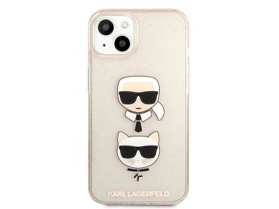 Karl Lagerfeld Hard Case - Luxusn ochrann kryt (obal) pre IPHONE 13 MINI Glitter Karl`s & Choupette (KLHCP13SKCTUGLGO) gold (zlat)